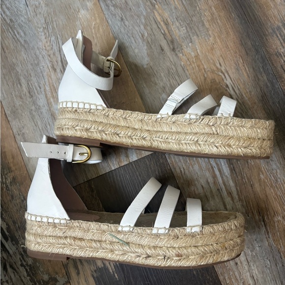 J.Crew Leather Gladiator Espadrille Platform Sandals White Size 7.5 - Picture 3 of 6